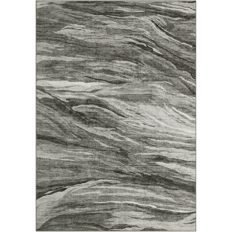 5x7 Abstract Rug Large Rugs Neutral Modern Washable Area Rugs Dining Non-Slip Stain Resistant Foldable Thin Rug Brown