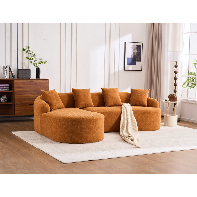 Canapé modulaire en L éponge à compression complète Boneless LY-022, méridienne modulaire en chenille, 30D haute densité pour le salon en appartement, 900 lb
