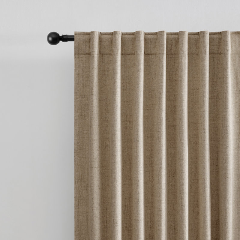 4 Pcs 100% Polyester Burlap Blackout Curtains For Bedroom Back Tab Curtains 4 Panels Set, Coffee, 52" W x 96" L