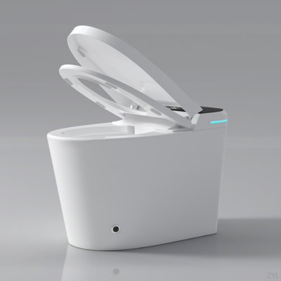 Luxury Intelligent Smart Toilet With Warm Water And Dryer, Auto Flush /Foot Sensor Operation, Adjusted Temp Heated Bidet Seat, LED Display White