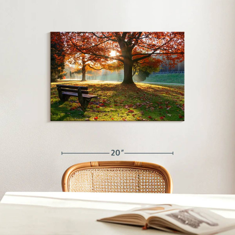 Harnek Park Bench In Autumn, 16" H x 24" W