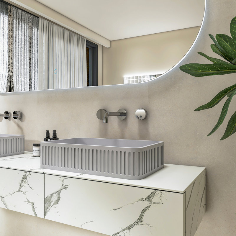 Lavabo de salle de bain rectangulaire 20,5 po, H 4,72 po x l 20,47 po x P 12,6 po, Gris