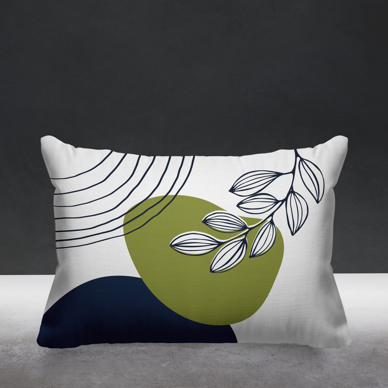 Coussin intérieur / extérieur Lupita, Chartreuse / bleu marine