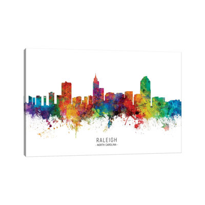 " Raleigh North Carolina Skyline " by Michael Tompsett Painting Print