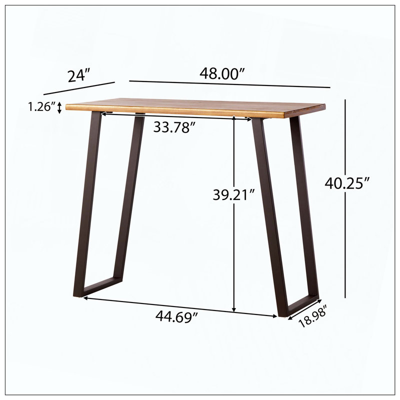 Table de bar, bois d'acacia naturel