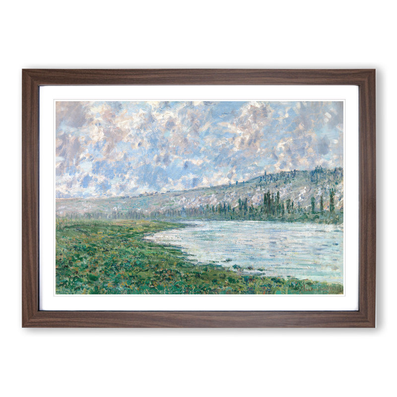 The Seine at Vetheuil by Claude Monet - Picture Frame Painting, Walnut Framed, 27cm H x 36cm W x 2cm D
