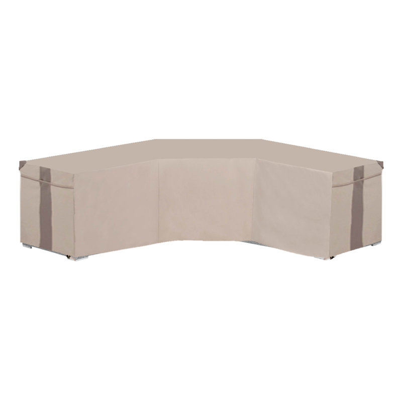 Modern Leisure Renaissance Patio Sectional Lounge Set Cover, V-Shaped, 100"L x 33.5"W x 31"H, Gray, Beige