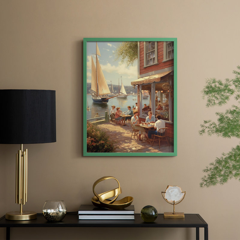 NAUTICAL Series DCXIX, reproduction encadrée - bois massif, H 15 po x l 12 po, Vert