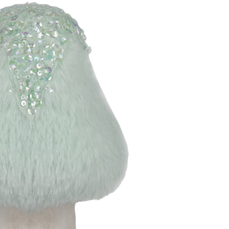 Champignon de Noël vert clair de 7,5 pouces avec paillettes