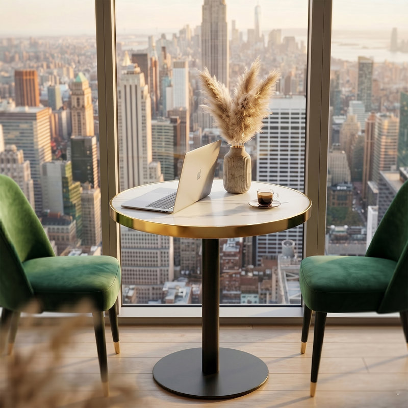 Tables basses compactes et à cocktail, en acier aggloméré marbré de 23,6 po, salle à manger moderne