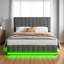 PU Leather Upholstered Bed Ottoman Bed With LED Lighting, Hydraulic Storage 4Ft6 Double Bed Frame With Adjustable Channel Tufted Headboard-2001938412-2001938402