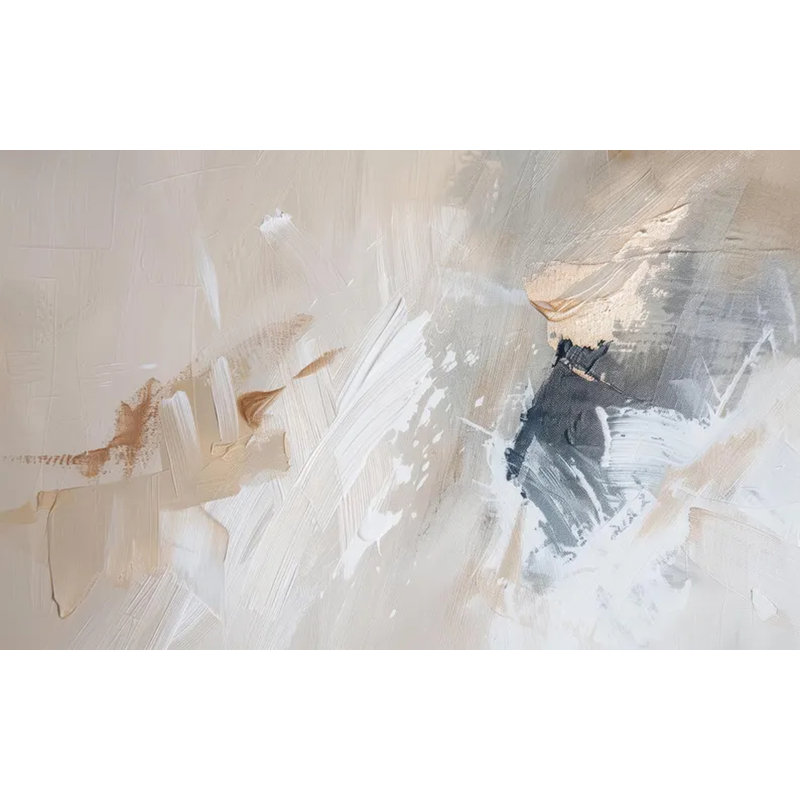 Beige Gray Abstract Brush Stroke Wall Mural, 108" L x 160" W