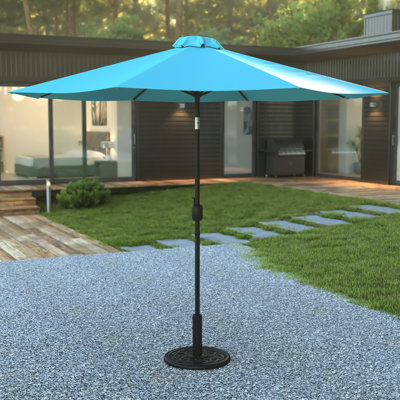 Narron Bundled Set - 9 FT Round Umbrella & Universal Cement Waterproof Base