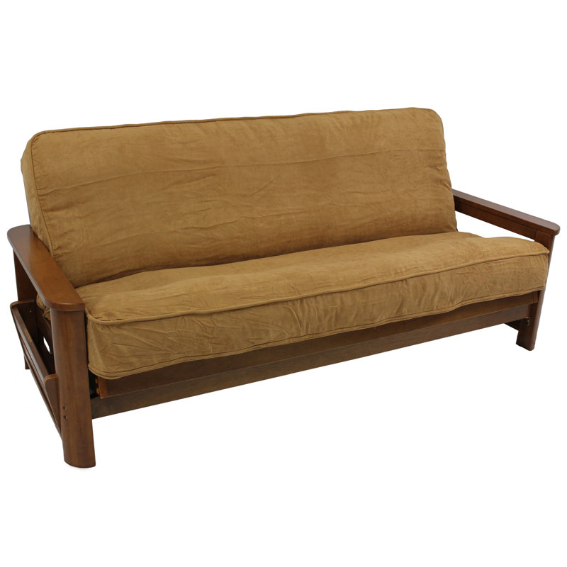 Housse pour futon à coussins carrés/rectangulaires, Microsuède indigo, H 60 po x l 80 po x P 10 po