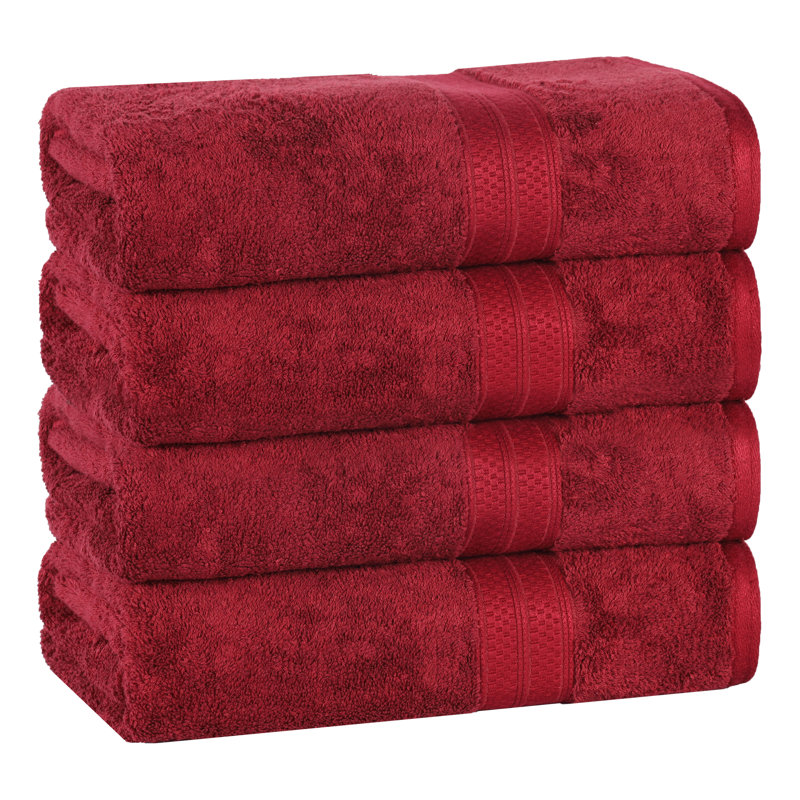 Ensemble de serviettes de bain 4 pièces Indigo, rayonne de bambou et coton, serviettes éponge, Pourpre