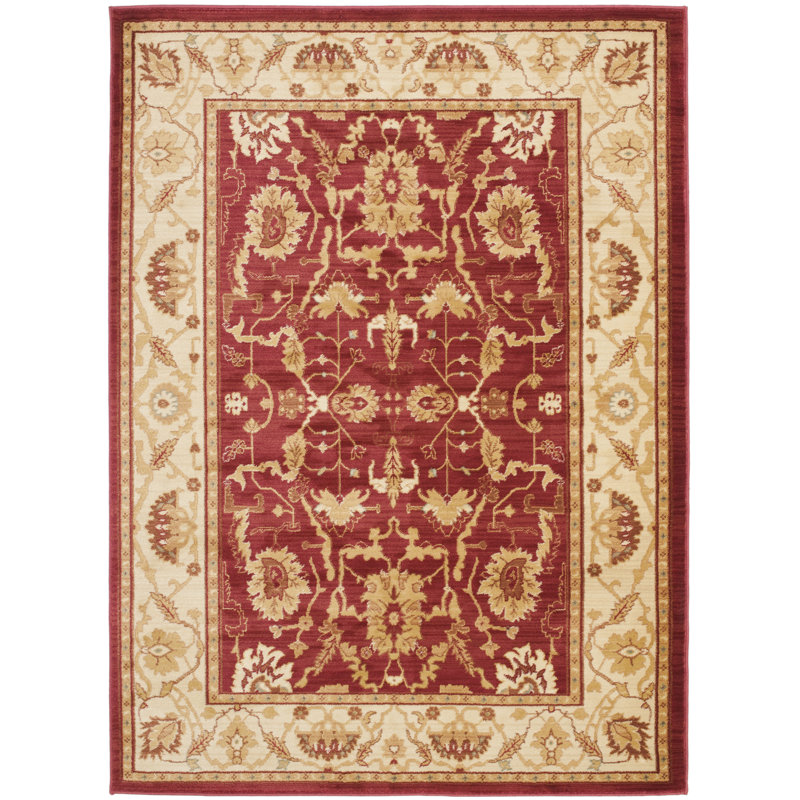 Tapis rouge / crème tissé à la machine 80% polyester, 20% coton tissé à la machine Lauren Ralph Lauren Sheffield