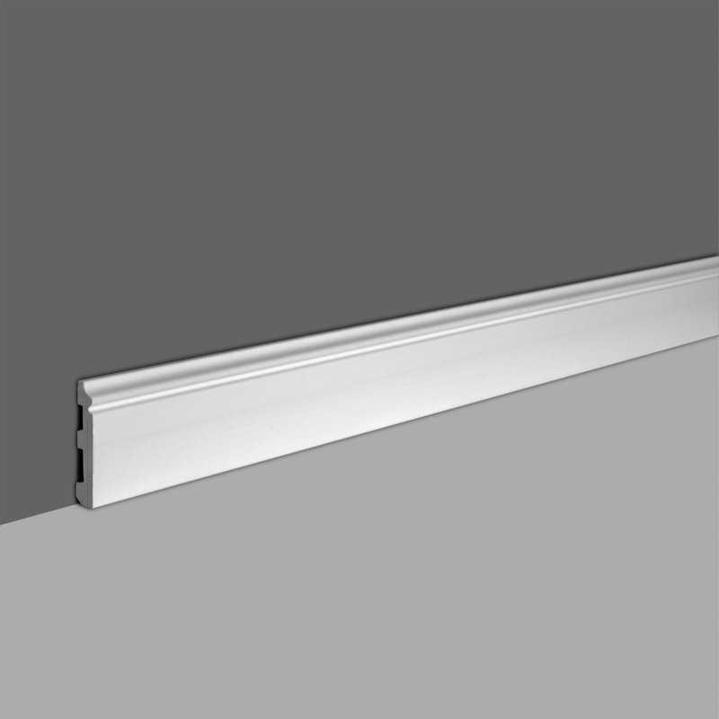 Modern Primed White Polystyrene Baseboard Moulding 8-ft Pack of 6
