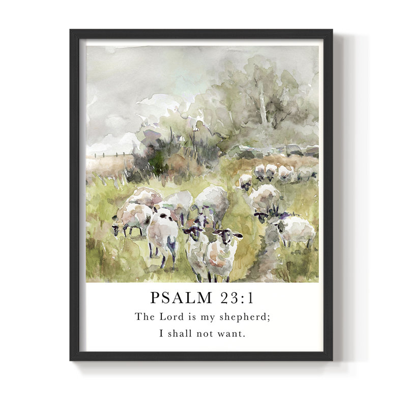 Psaume 23: 1, reproduction encadrée - bois massif, Noir, noir, noir, noir, H 15 po x l 12 po