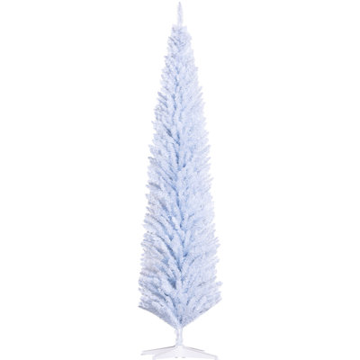 Arbre de Noël 8 pi, 618 branches, blanc, ignifuge, facile à assembler, base mince ignifuge, à assembler, plastique