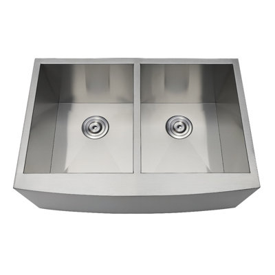 Kingston Brass Uptowne 30-Inch Stainless Steel Apron-Front Double Bowl Farmhouse Kitchen Sink