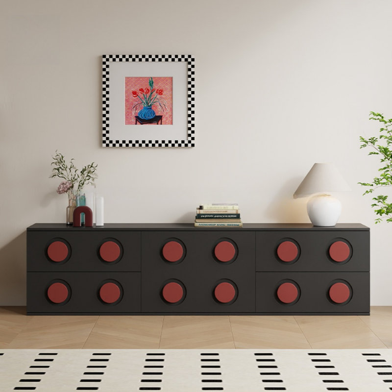 Meuble télé moderne et simple de style crème, H 20,08 po x L 78,74 po x l 15,75 po, Noir