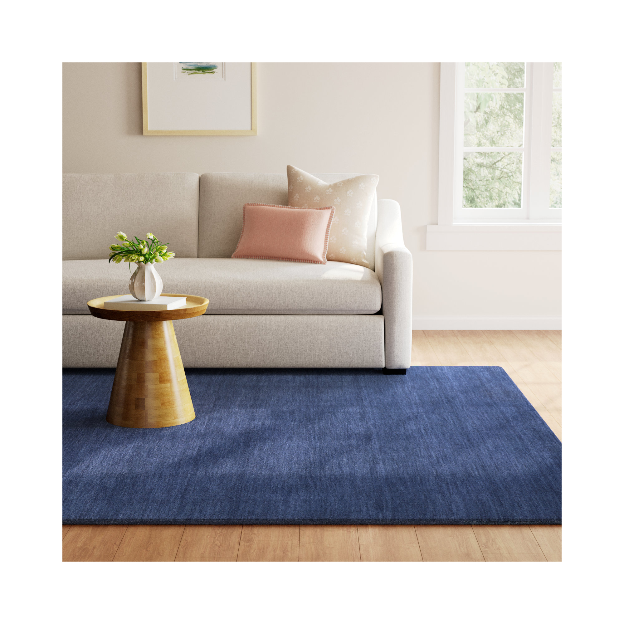 Kaden Handmade Wool Blue Rug, Blue, Rectangle 8' x 11'