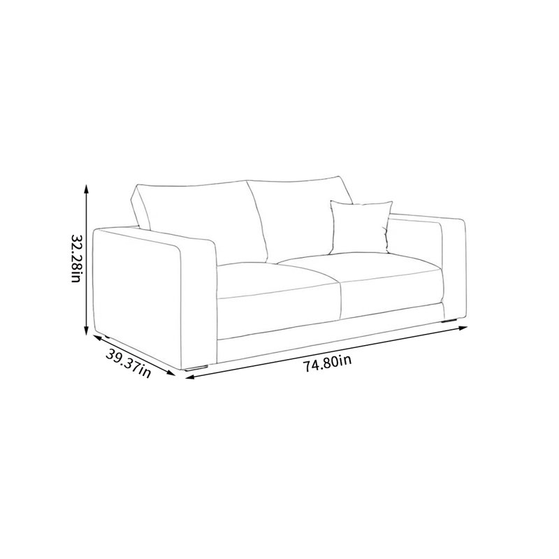 Canapé confortable en ligne, H 32,28 po x l 74,8 po x P 39,37 po