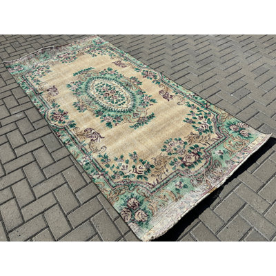 Classic Wool Rug, 49.6x99.2 Inches Green Floral Area Rug