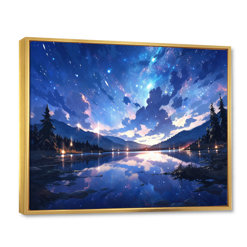 «Idyllic Landscape I», reproduction sur toile, Cadre flottant doré, 30" H x 40" W
