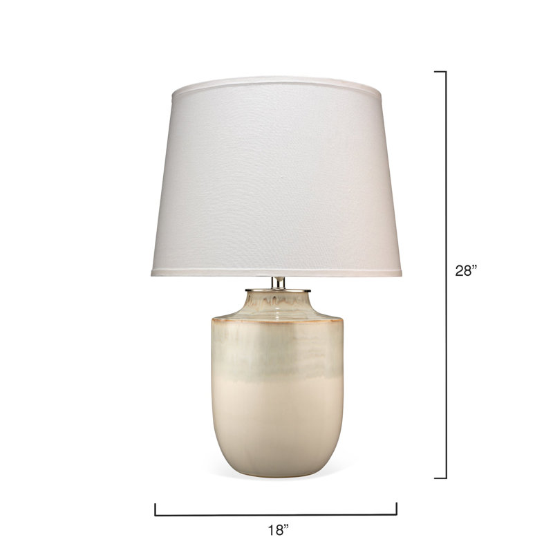 Cream Ceramic Table Lamp with White Linen Shade