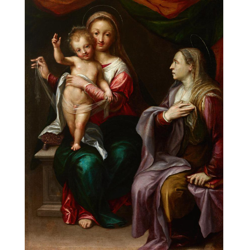 "La Vierge et l'enfant avec la Sainte Anne" par MuseumPrints - Art sur toile tendue avec châssis, H 40 po x l 28 po