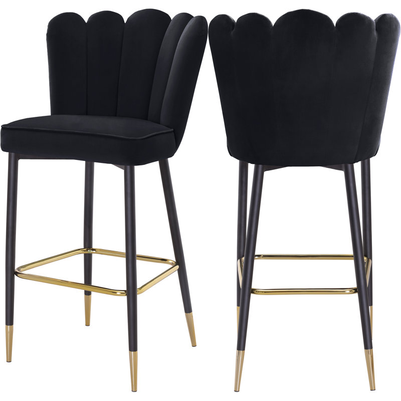 Sonette Upholstered Counter Stool with Metal Frame, Black Velvet
