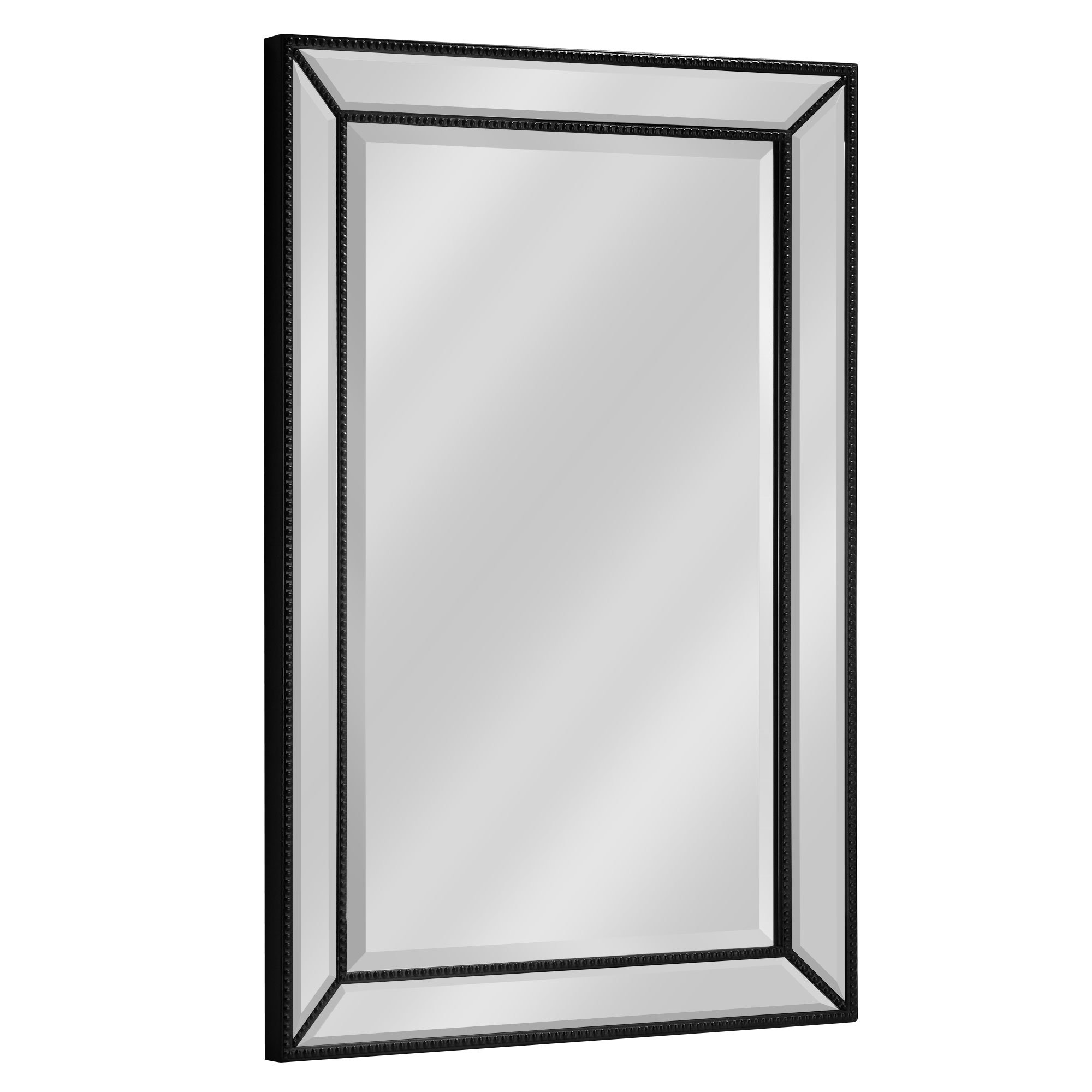 Dakota Fields Black Metro Beaded Glass Framed Vanity Mirror 36" x 24