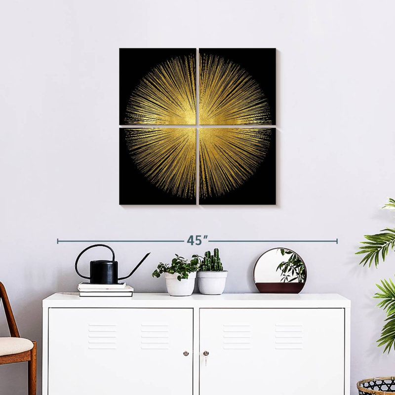 Soleil levant sur fond noir I, H 26 po x l 26 po