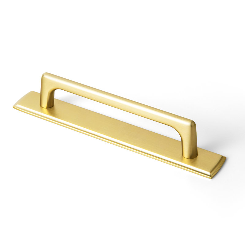 Poignée de bar classique avec contre-plaque, 5", Or brossé