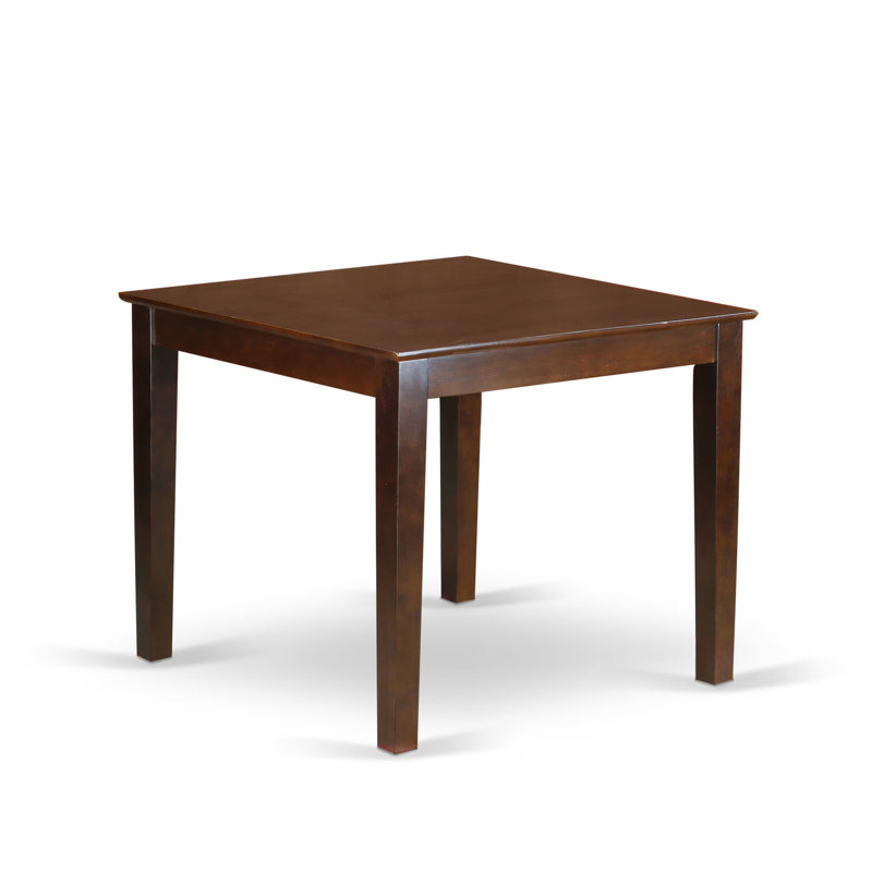 3 Piece Dining Table Set for Small Spaces Contains a Square Dining Room Table and 2 Cream Linen Fabric Parsons Chairs, Mahogany