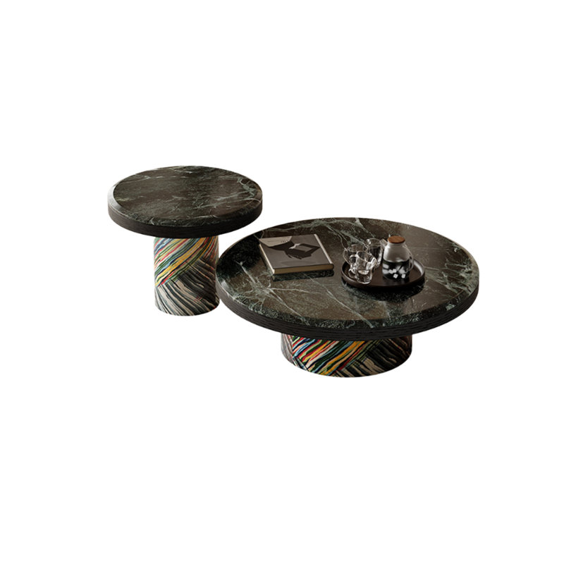 2-Piece Marble Coffee Table Set, Green