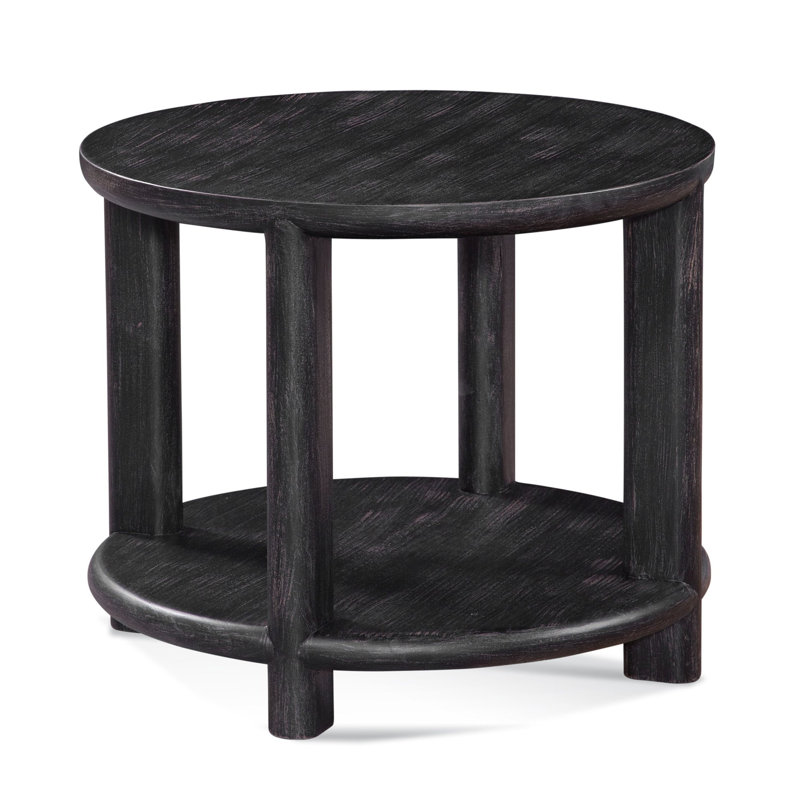 Lyra Solid Wood End Table, Antique Black