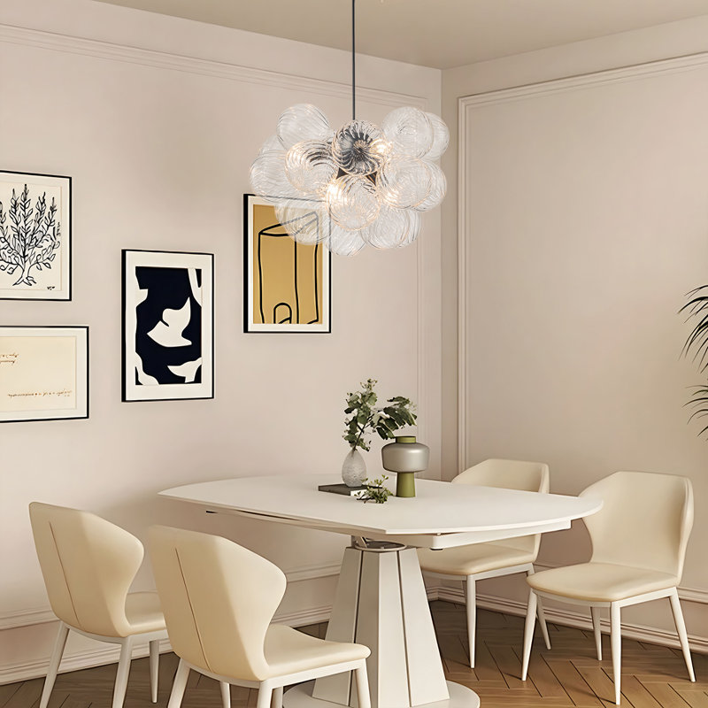 Brody 6 - Light Dimmable Swirled Glass Globe Sphere Chandelier