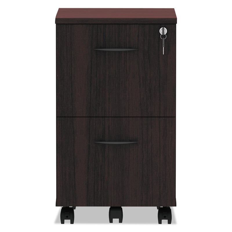 Mahogany 2-Drawer Lockable Mobile File Pedestal