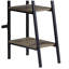 Retro oak and black 2-tier desk with an H-shaped base