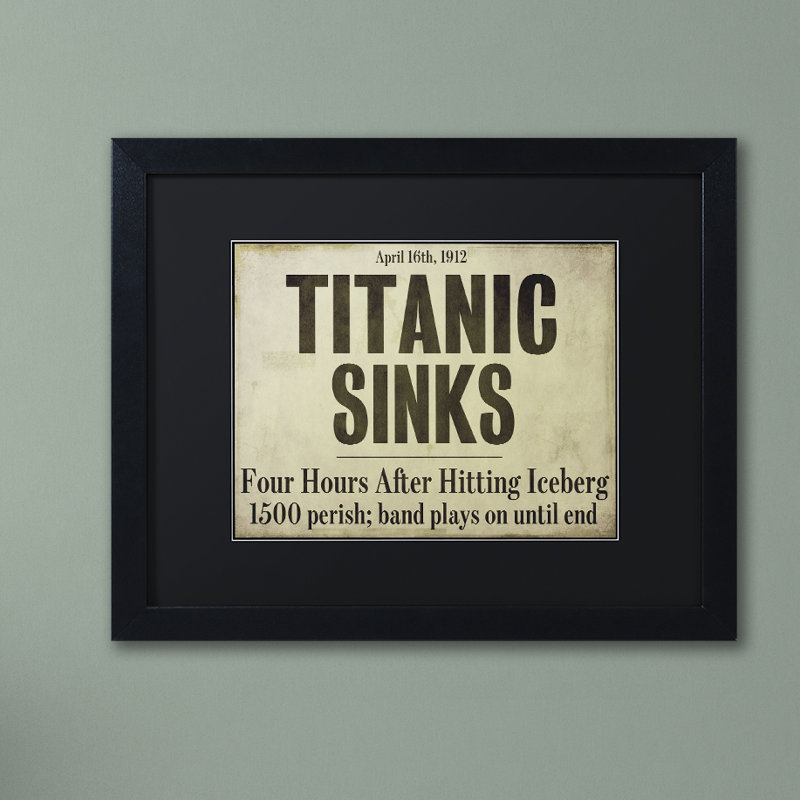 «Titanic» par Jadaya, art textuel encadré, Noir, H 16 po x l 20 po, Toile avec cadre noir