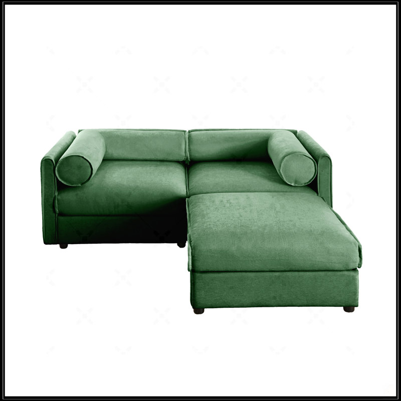 Canapé en chenille 2 places avec repose-pieds, Vert