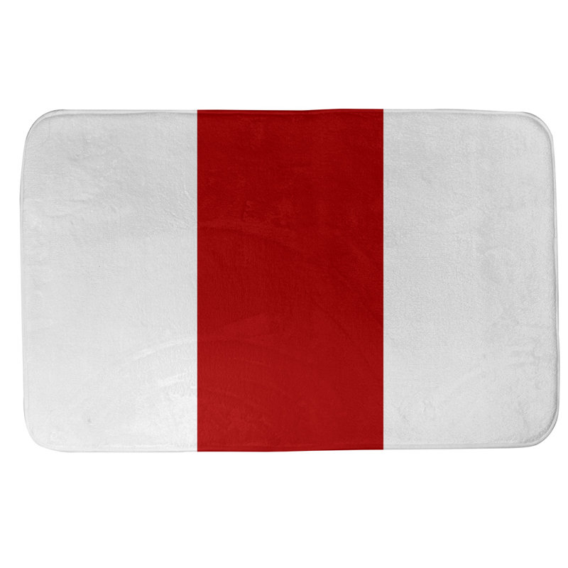 Memory Foam Non-Slip Bath Rug, 17" W x 24" L, White/ Dark Red Middle, Oklahoma 