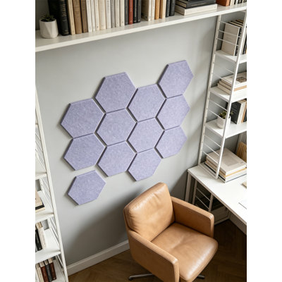 Hexagon Cork Board Alternative for Wall Decor, 12 Pack Felt Bulletin Board Tiles with 30 Pushpins and 70 Adhesive Tabs for Office Classroom Home