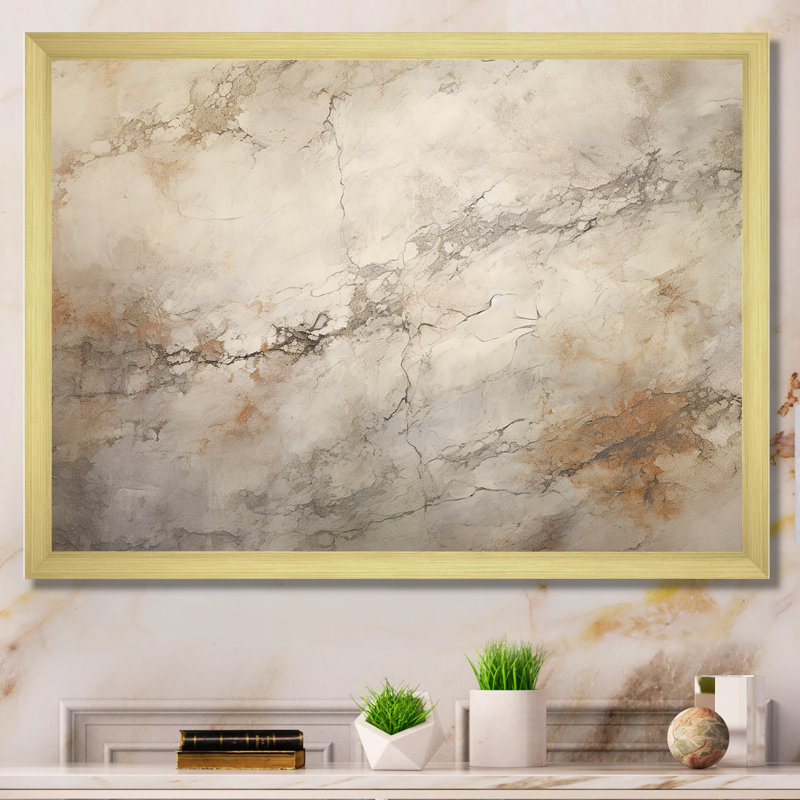Tempêtes de minimalisme beige III sur toile, Cadre doré simple, H 12 po x l 20 po x P 1 po