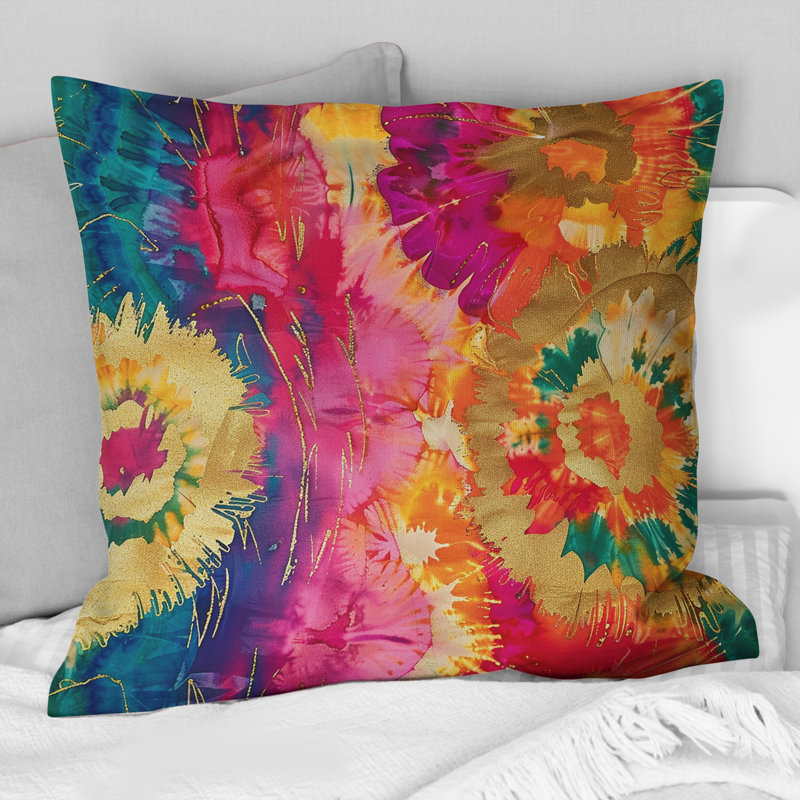 Coussin Boho II vert et jaune, H 18 po x l 18 po