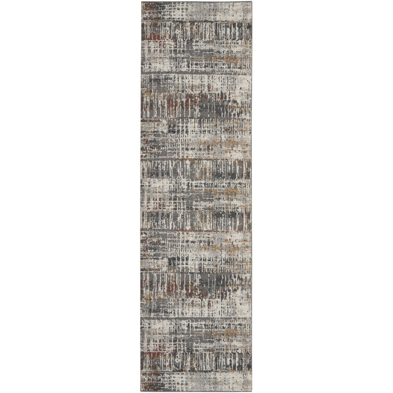 Tapis contemporain contemporain multicolore transitionnel, Tapis de couloir 2 pi 2 po x 7 pi 6 po