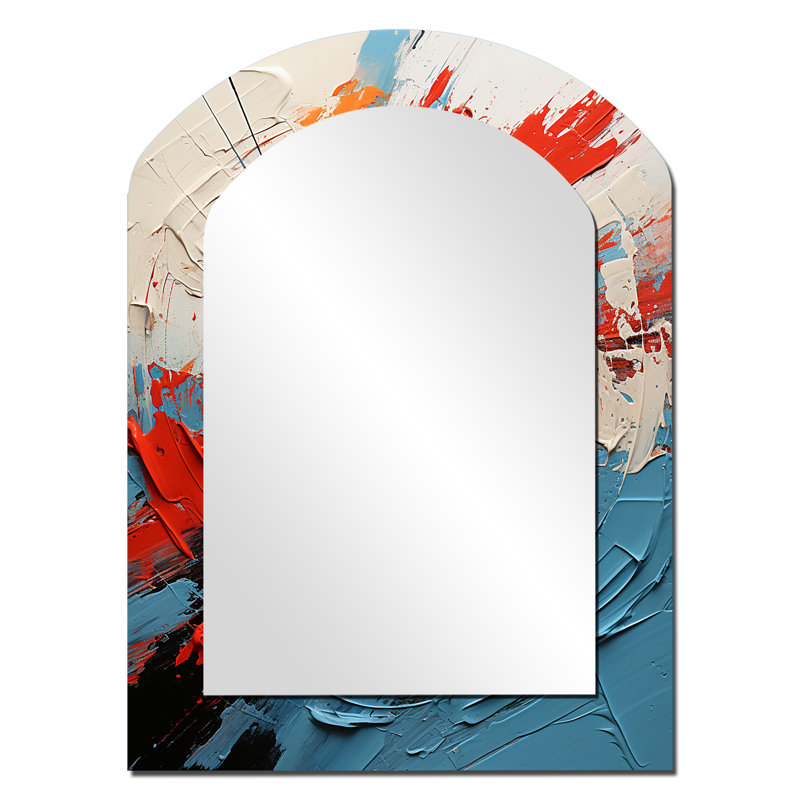 Spiral Chaos collages Unleashed II - Abstract Collages Arch Unique Wall Mirror, Modern Asymmetrical Mirror, Printed Metal Art