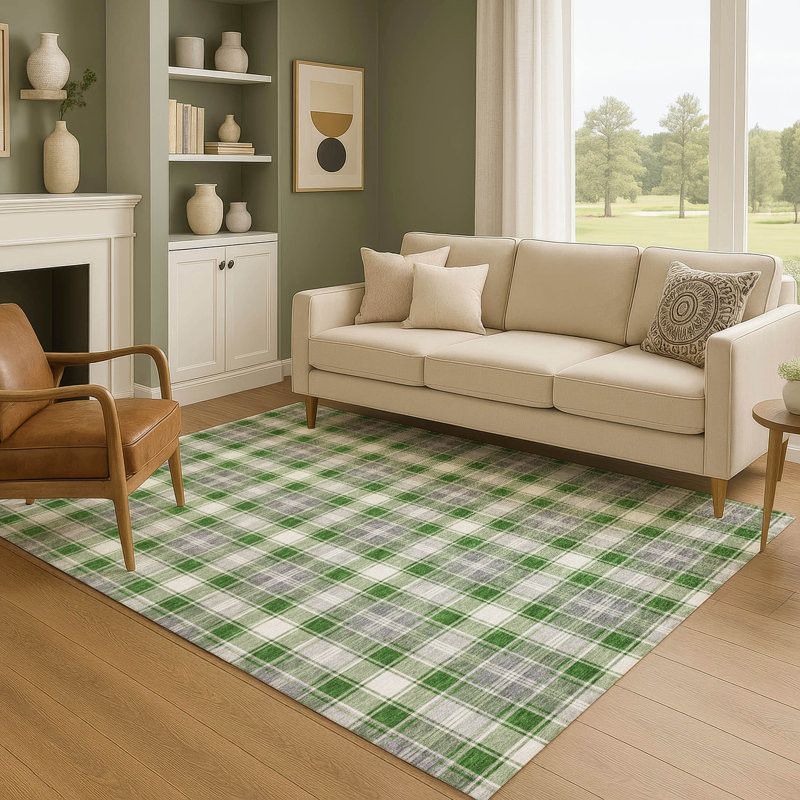 Tapis écossais de qualité supérieure lavable à la machine AMF1817, Rectangle 5 pi x 7 pi 6 po